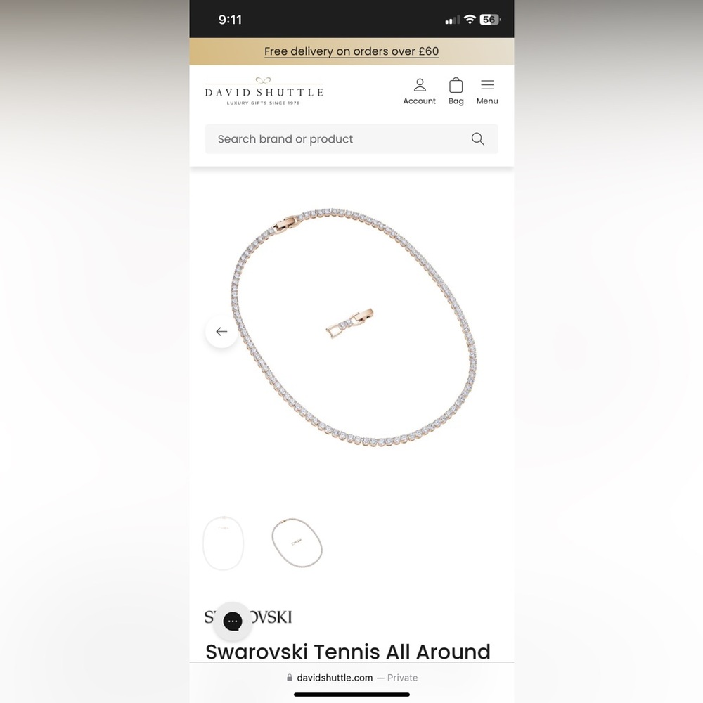 swarovski necklace all around tennis rose gold